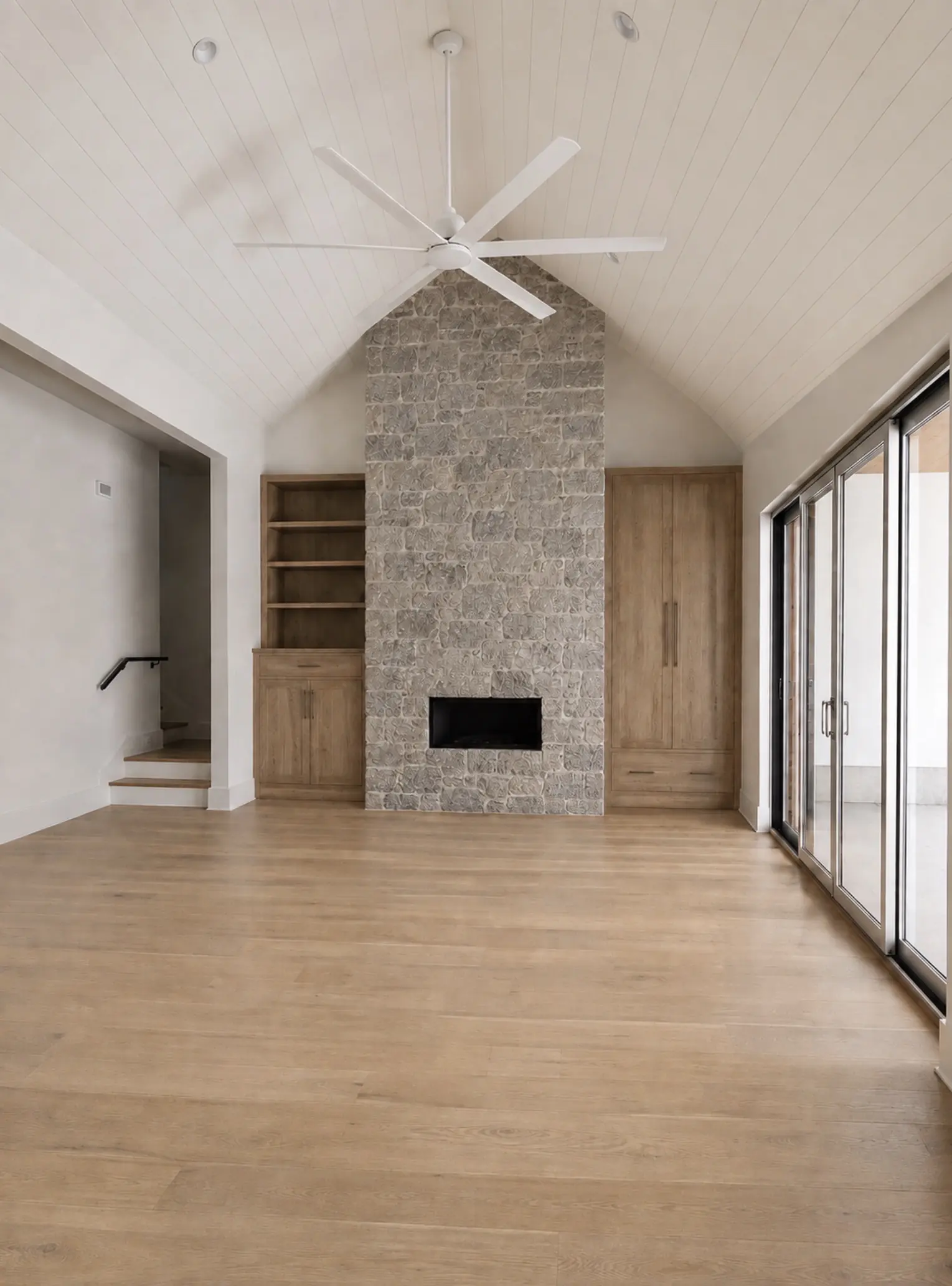 Stone fireplace ideas, from the wall going up in Mia's own living room